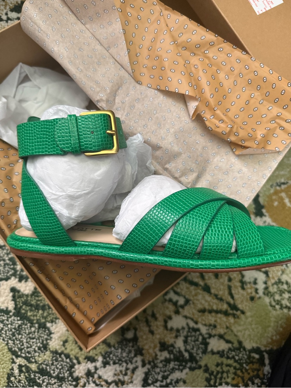 Green Strappy Women's Sandal - Charlotte Stone - Size 9
